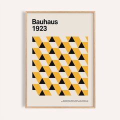 Yellow and black triangle art posters gallery print for office walls