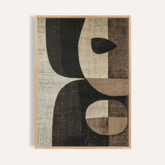 Earthy Tones wall art with abstract black and beige shapes in a minimalist style
