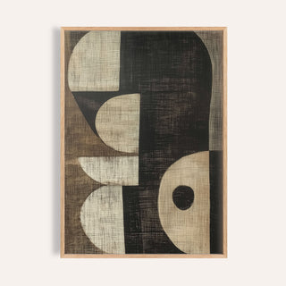Wabi Sabi Art Prints showing Sun & Shadows abstract shapes in muted brown and black hues