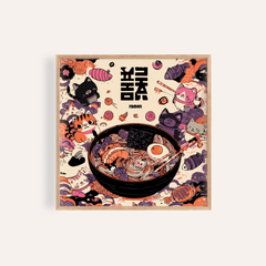 Cat Ramen Print