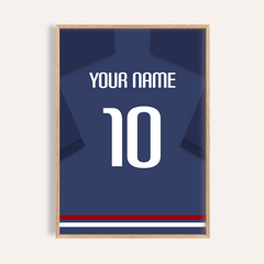 Football Shirt Poster in Navy Blue with White Number