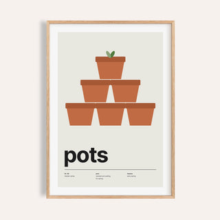Terracotta plant pot print shown on a plain warm cream wall