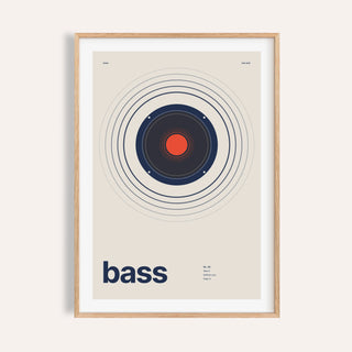 Bass speaker with wide rings print shown on a plain warm wall