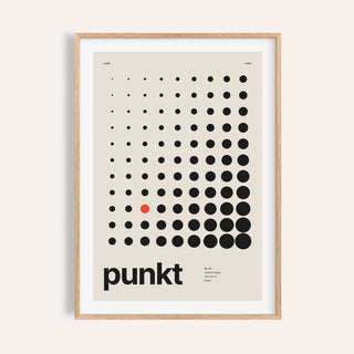 Halftone dot grid print shown on a plain warm wall