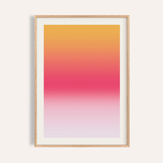 Pink sunset wall art fading from amber into a raspberry pink band