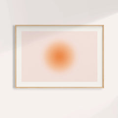 Peach aura print with a soft apricot orb on a pale blush landscape sheet