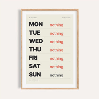 Retirement plan week print shown on a plain warm cream wall