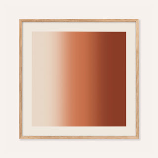 Terracotta wall art with three soft vertical fields of cream, terracotta and rust