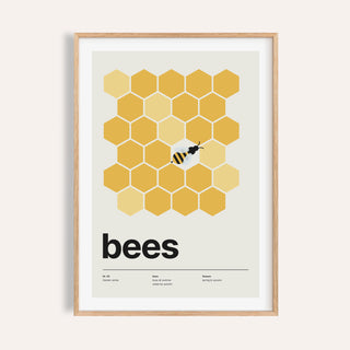 Honeycomb bee print shown on a plain warm cream wall