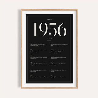 1956 year print in ivory numerals on black on a plain warm wall