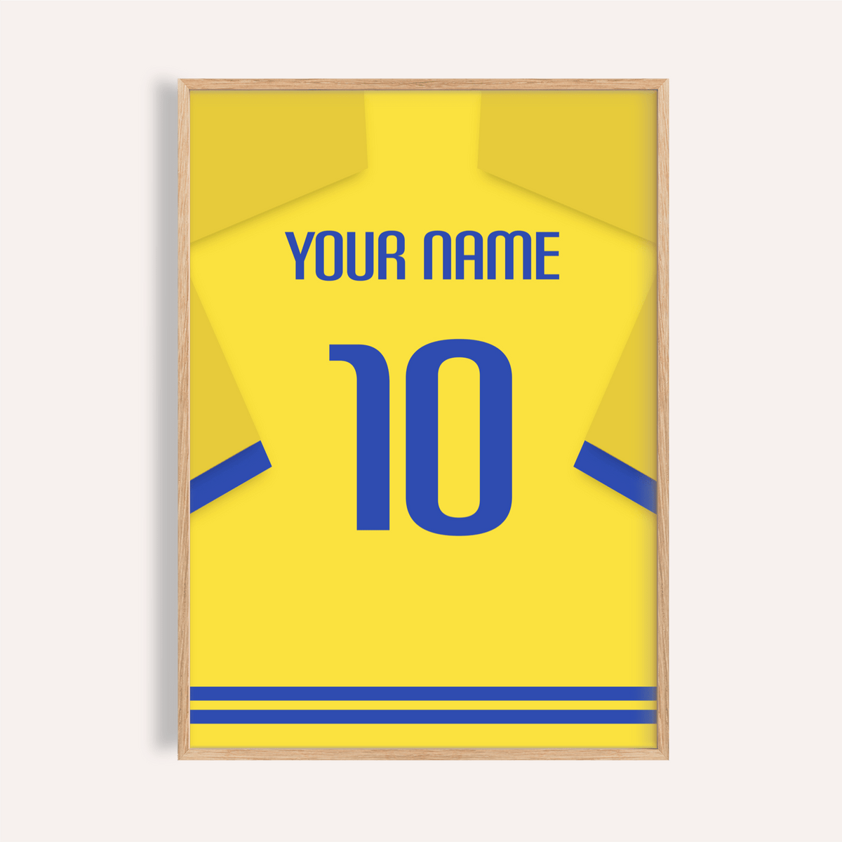 Football Shirt Poster in Yellow with Blue Trim