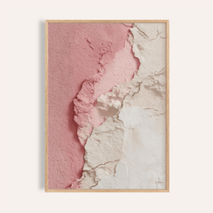 Pink Abstract Print framed close-up showing textured pink and cream layers in an abstract style