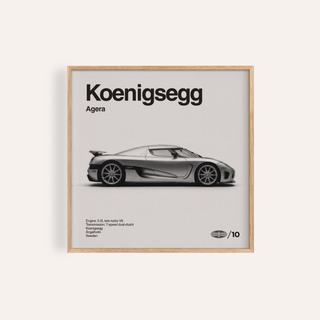 Swedish Hypercar Poster side view in grey and black for living room wall art