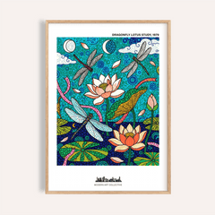 Dragonfly Lotus Art Print