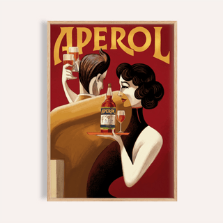 Vintage Drink Wall Art in Red and Yellow for kitchen, print
