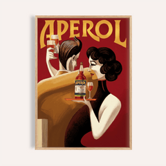 Vintage Drink Wall Art in Red and Yellow for kitchen, print