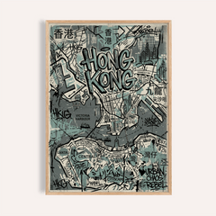 Hong Kong Map Wall Art