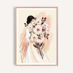Woman Holding Flowers Print