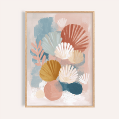 Abstract Botanical Print framed print close-up of abstract botanical shapes in pastel tones
