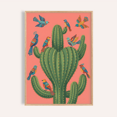 Colorful Bird Cactus Art