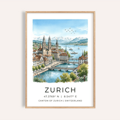 Zurich City Art Print