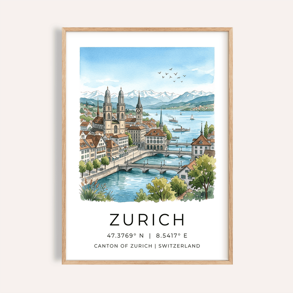 Zurich City Art Print | Travel Poster Wall Decor