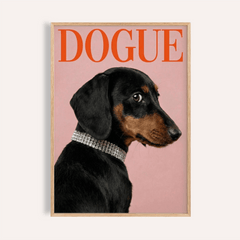 Stylish Pet Wall Art for living room, featuring pink, black, brown, red, poster