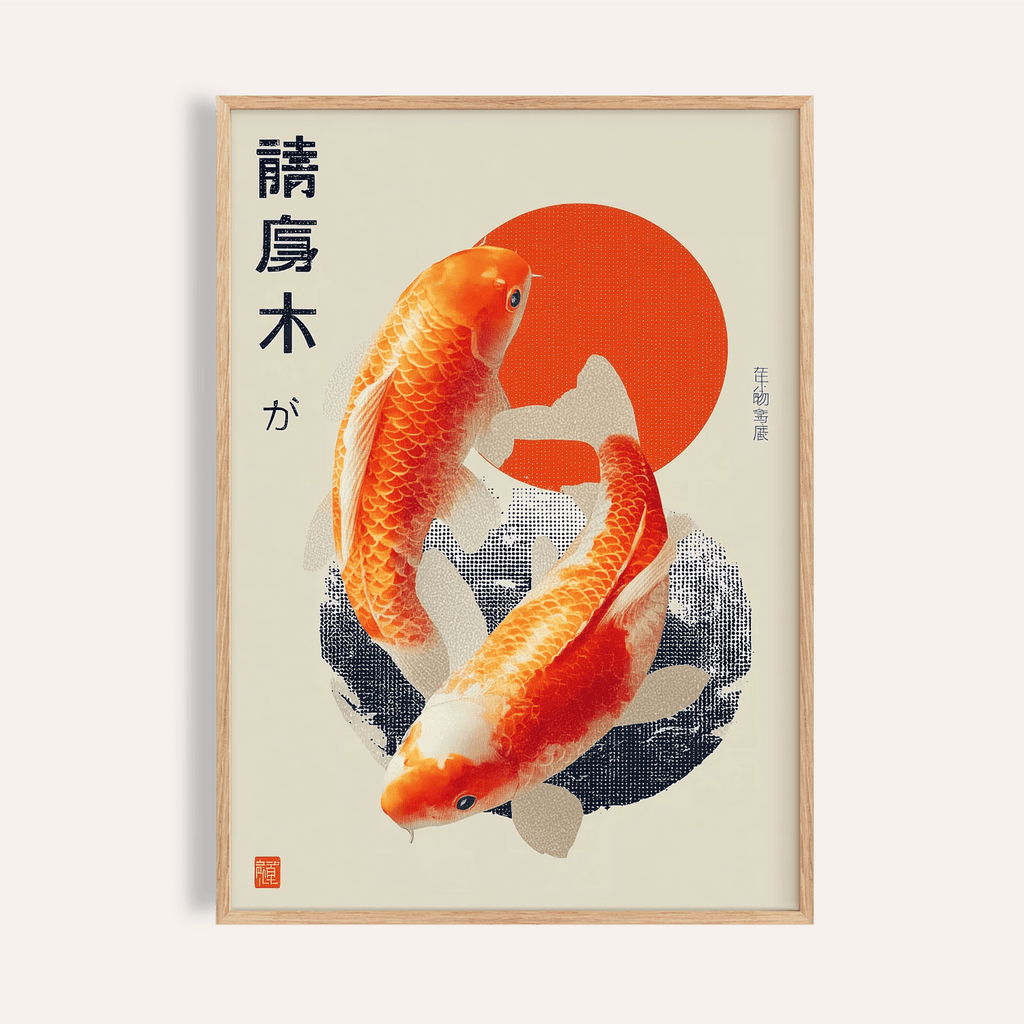 Koi Fish Art Print for Tranquil Living Room Decor