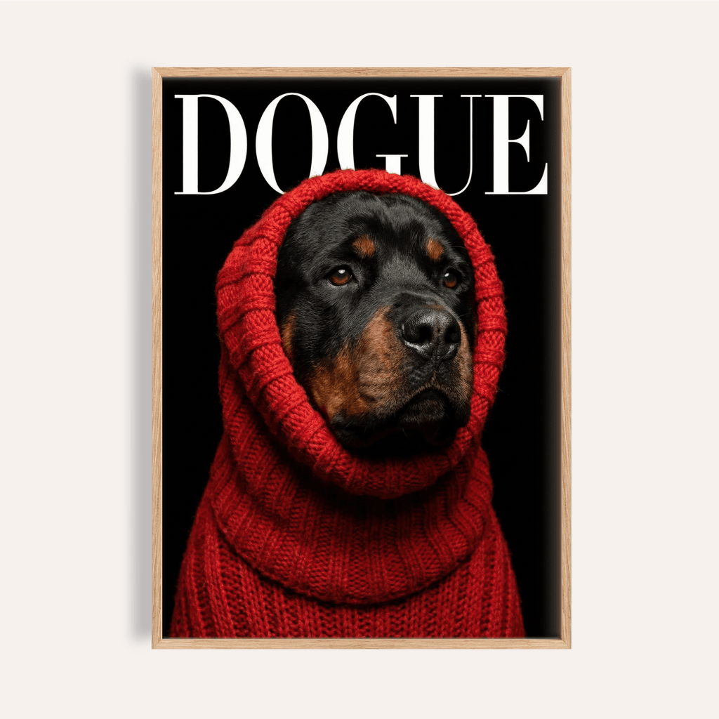 Rottweiler Art Red Sweater Dog Poster Wall Decor