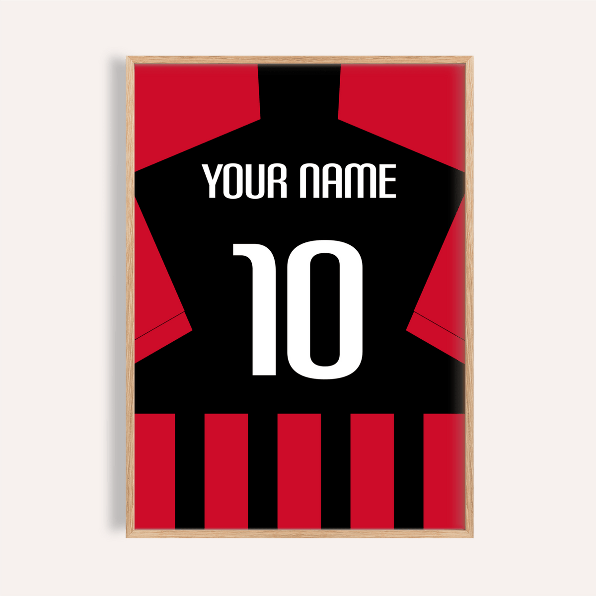 Football Shirt Poster in Black and Red Stripes
