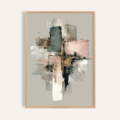 Framed Pink and Gold Abstract Art of abstract geometric shapes in pink and gold