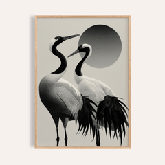 Black And White Crane Print