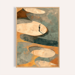 Framed Abstract Golf Art Print of a minimalist golfer putting in earthy tones