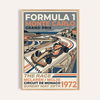 Monte Carlo Retro Racing Poster