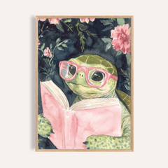 Turtle Reading Art Print