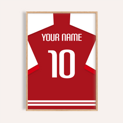 Football Shirt Poster in Red with White Sleeves