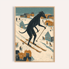 Skiing Dog Art Print