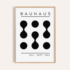 Black White Geometric Art framed print close-up with abstract black shapes in a minimalist style