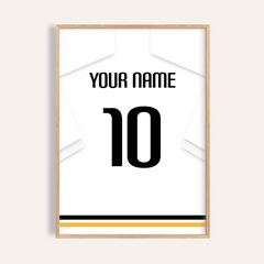 Football Shirt Poster in All White with Black Number