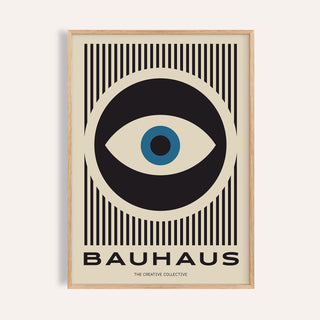 Art modern prints poster with Bauhaus eye design in black and blue