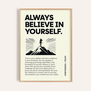 Believe in Yourself poster with motivational typography