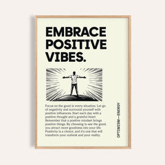 Framed Motivational Quote Poster with text and person embracing positivity in black and cream