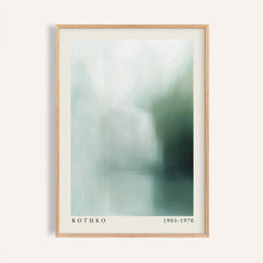 Framed Rothko print with soft abstract colour fields in muted green and grey tones