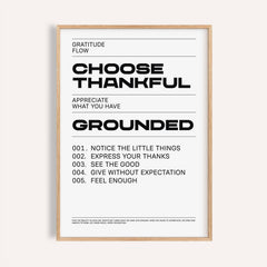 Framed Gratitude Wall Art with black text on white background in minimalist style