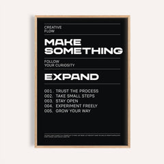 Wall Art Phrases framed print with motivational text in white on black background