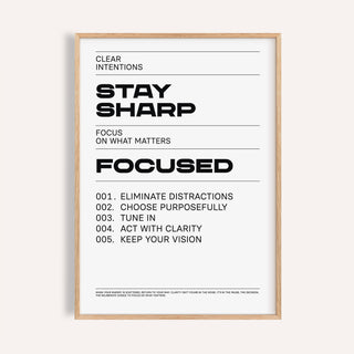 Office Posters Motivational framed print close-up with black text on white background