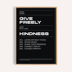 Art with Quote framed print with white text on black background in minimalist style