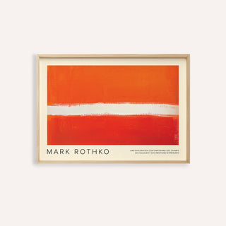 Orange Color Wall Art framed print close-up of orange and red abstract with a white horizontal line