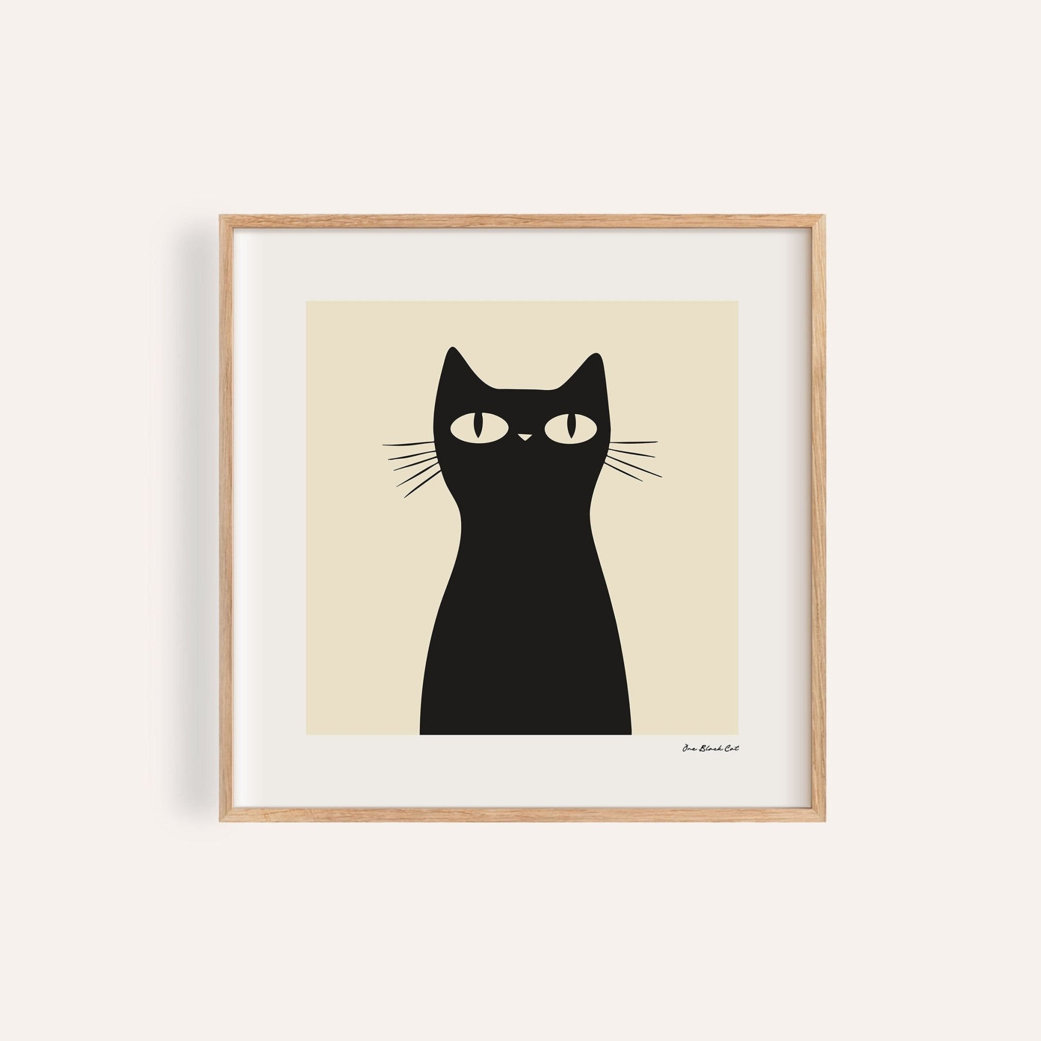 Simple Black Cat Art – Minimalist Feline Wall Print