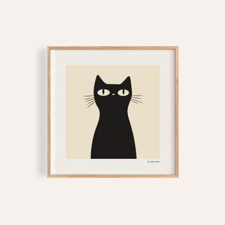 Simple black cat art with minimalist design